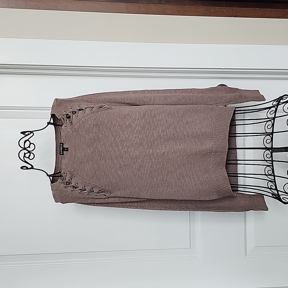 Express knit sweater, taupe